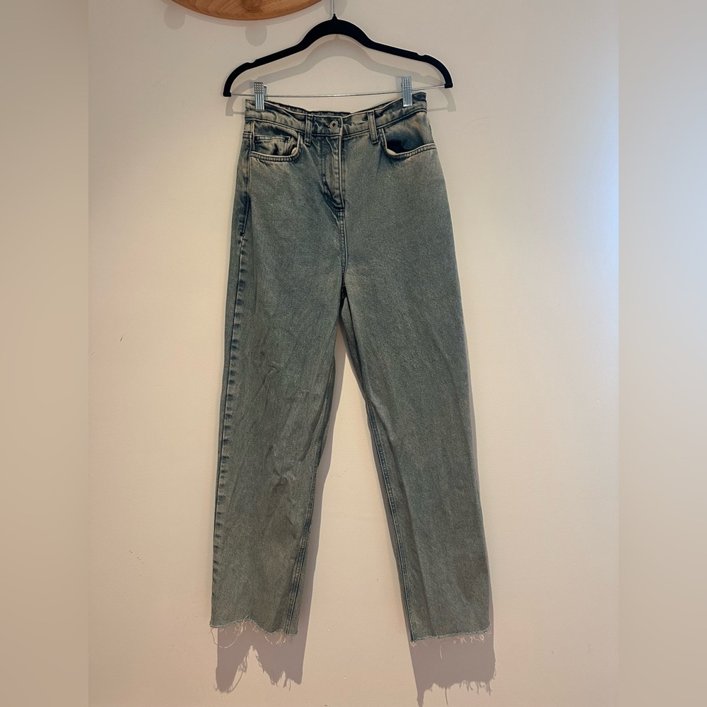 High Waisted Acid Washed Denim Jeans